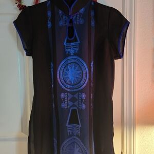 Chic Black and Blue Women's Blouse